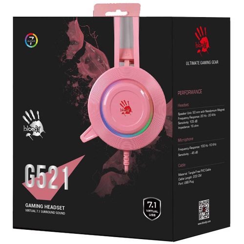 Игровые наушники A4Tech Bloody G521 (розовый)