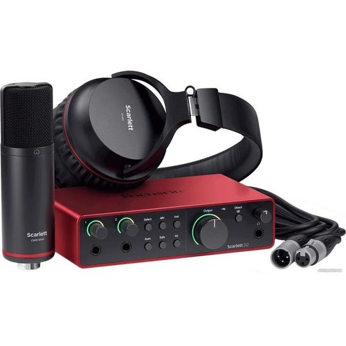 Набор для звукозаписи Focusrite Scarlett 2i2 Studio (4rd gen) Студийный комплект (Scarlett 2i2, наушники SH-450, микрофон CM25 MkIII, ПО, микрофонный кабель)