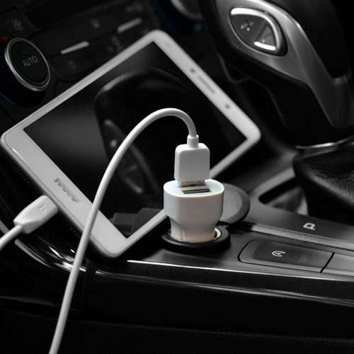 Зарядное устройство HOCO Z2A two-port Car Micro (белый)