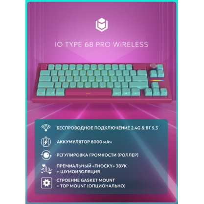 Игровая клавиатура IO by Red Square Type 68 Pro (io273) (бирюзовый/розовый)