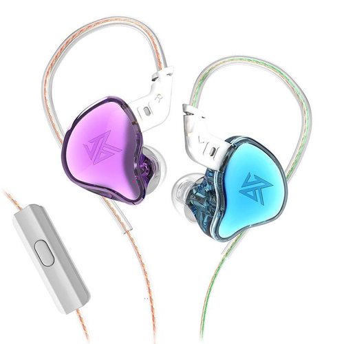 Наушники KZ Acoustics EDC с микрофоном (фиолетовый/голубой)