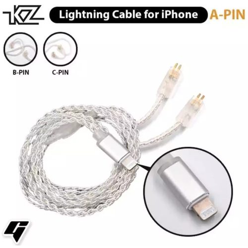 Беспроводные наушники KZ Acoustics Lightning silver cable A (0,78)