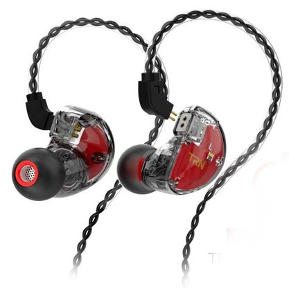 Наушники TRN V30 без микрофона (красный/полупрозрачный черный)