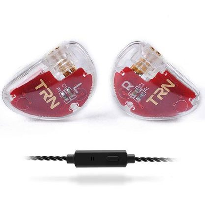 Наушники TRN V30 с микрофоном (красный/полупрозрачный)