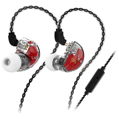 Наушники TRN V30 с микрофоном (красный/полупрозрачный)