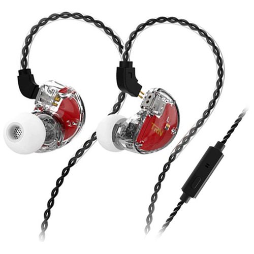 Наушники TRN V30 с микрофоном (красный/полупрозрачный)