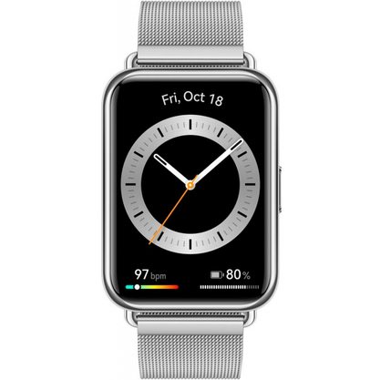 Умные часы (фитнес-браслет) Huawei Watch Fit 2 Classic (серебристый, китайская версия) с миланским ремешком