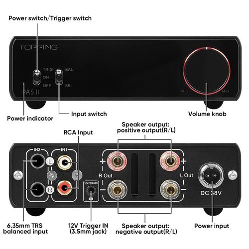 Стационарный усилитель и ЦАП Topping PA5 II (черный)