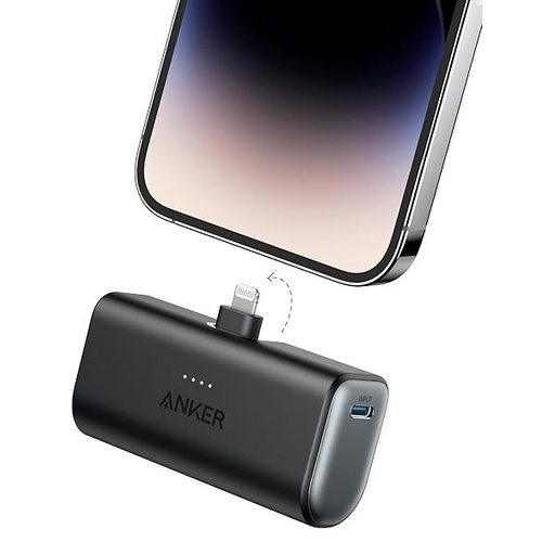 Портативное зарядное устройство (Powerbank) Anker Nano 12W Built-In Lightning A1645 (черный)