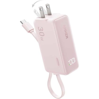 Портативное зарядное устройство (Powerbank) Anker 3-in-1 Power Bank (30W Fusion Built-In USB-C Cable) A1636 (розовый)