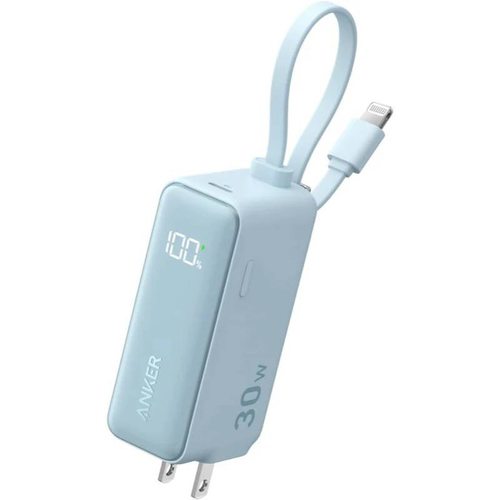Портативное зарядное устройство (Powerbank) Anker Power Bank Fusion Built-In Lightning Cable A1636 30W 5000mAh (голубой)